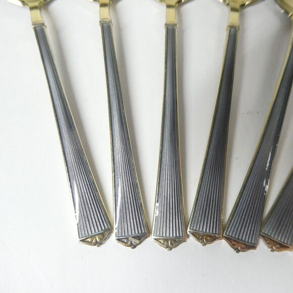 Set of 7 Spoons 3.75" Bernard Mendahl 925 Sterling Norway Gray Guilloche Enamel - Picture 3 of 12